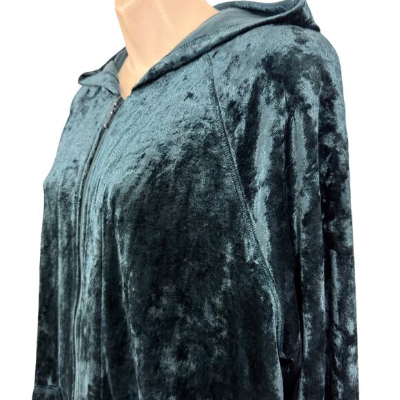 Spa by Chicos Womens Crushed Velvet Hooded Full Zip Jacket Loungewear sz 3 / XL - Picture 10 of 16